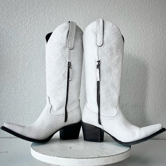 Lane SMOKESHOW White Womens Cowboy Boots 9 Leather Western Style Cowgirl Tall - Picture 8 of 13